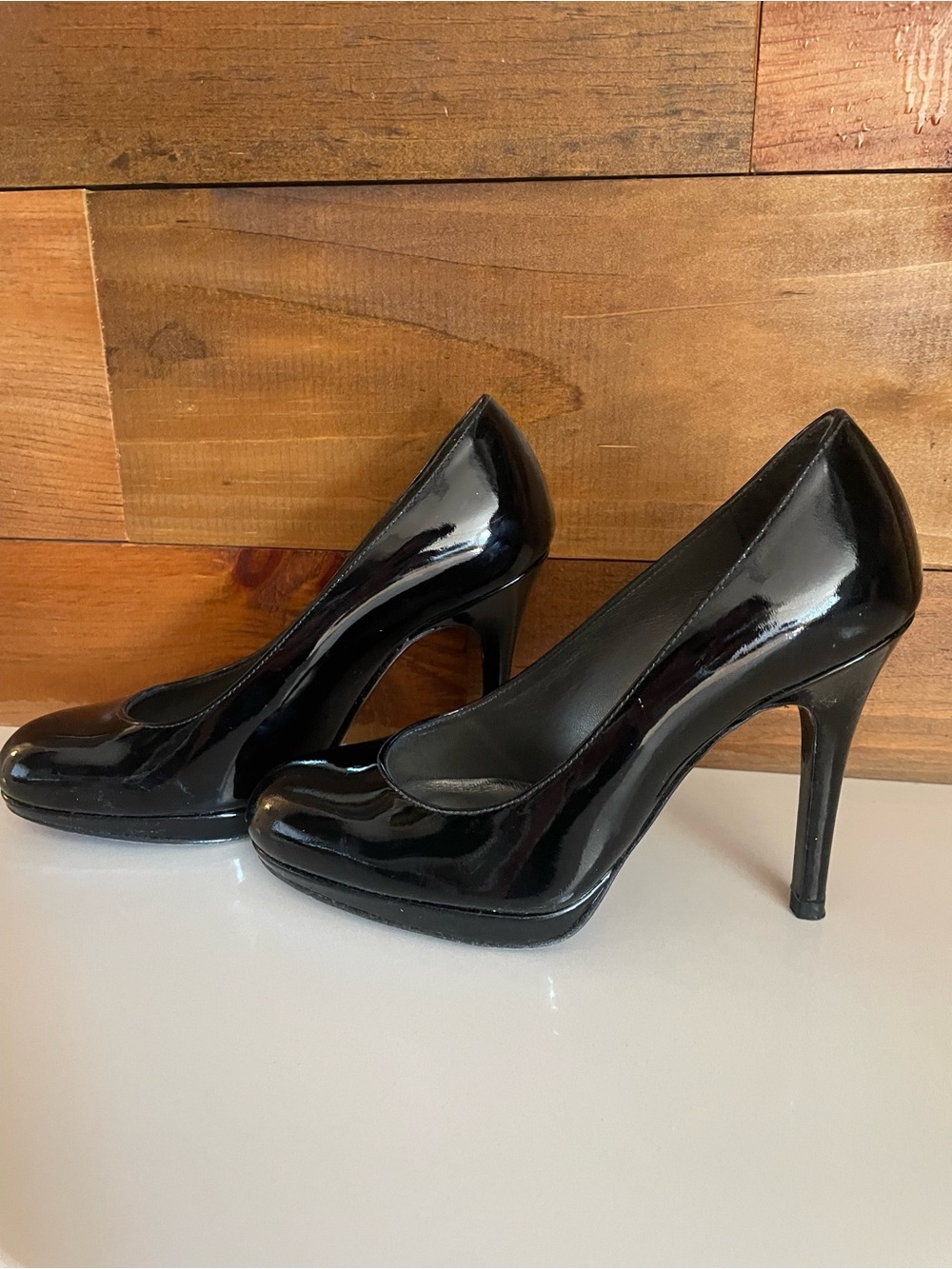 Stuart Weitzman Black Patent Leather Stiletto Pumps - Picture 4 of 6